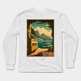 Romania Vintage Travel Art Poster Long Sleeve T-Shirt